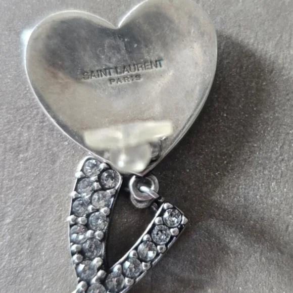 Saint Laurent Black Heart Drop Earrings - Picture 4 of 5